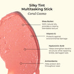 Silky Tint Multitasking Stick (Coral Cosmo) ingredient infographic