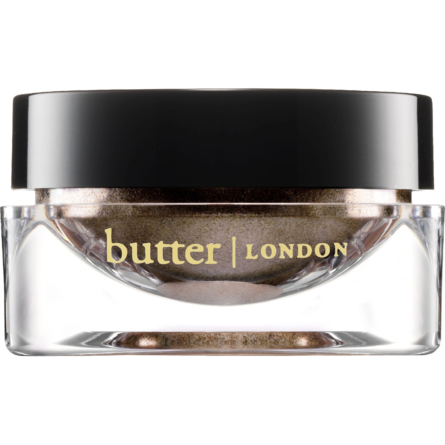 Bronzed Glazen Eye Gloss jar with black lid and bronze shimmer