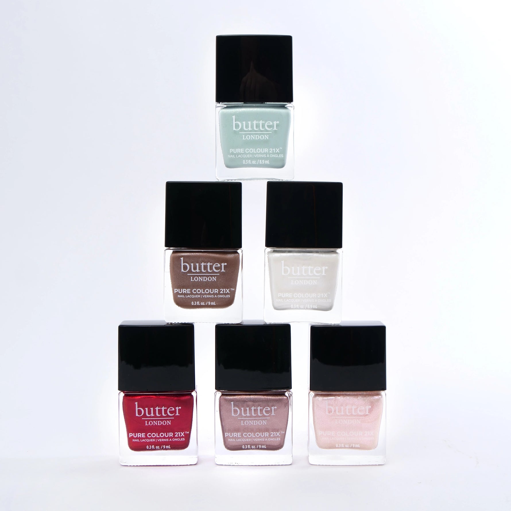 Butter London Pure Colour 21X mint green nail lacquer bottle from the Holiday Sparkles set.