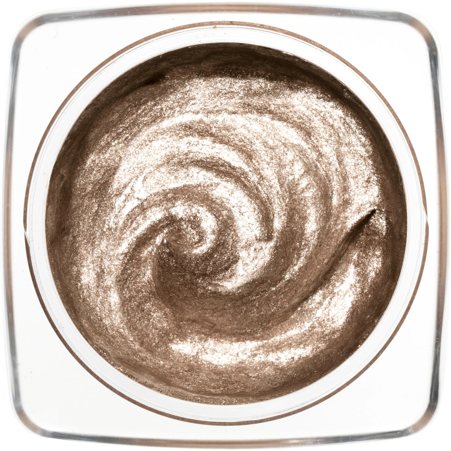 Moonshine Glazen Eye Gloss taupe glittery swirl texture in a close up view