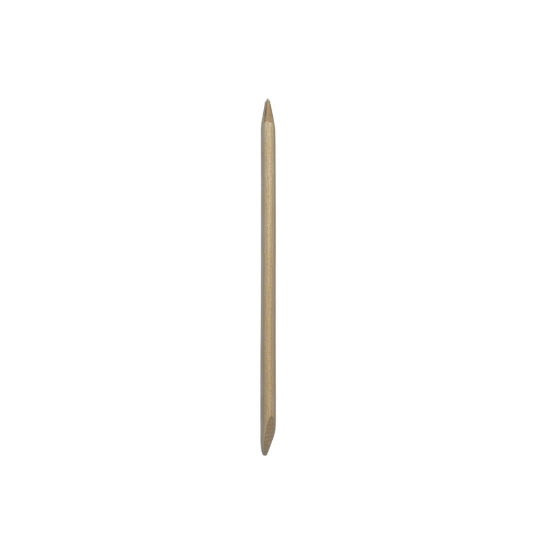 Wood cuticle pusher with beveled edge and pointed tip