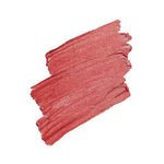 Coral red lip color swatch brushed onto a white background.